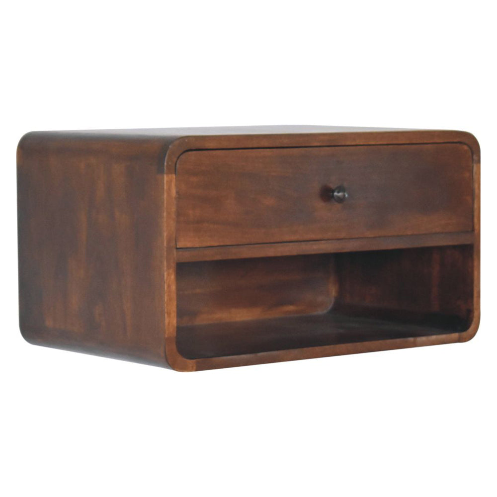 Artisan - Large Chestnut Curve Floating Bedside