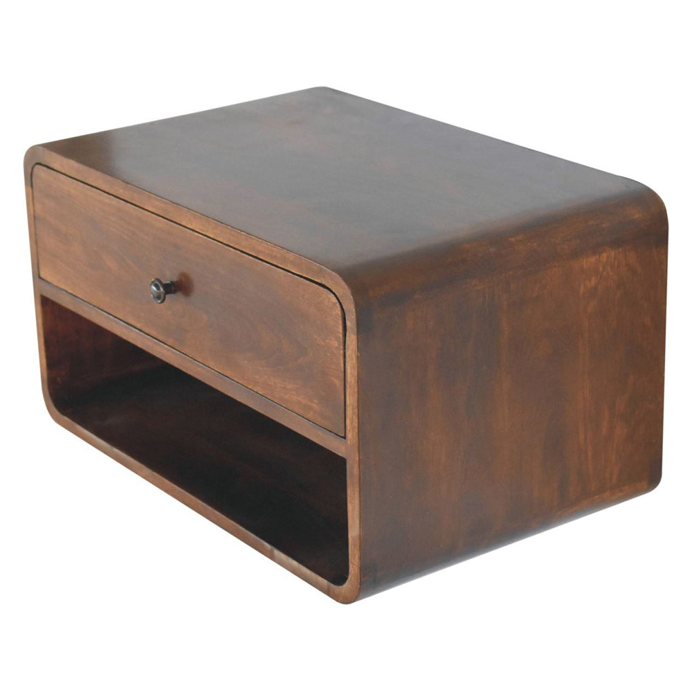 Artisan - Large Chestnut Curve Floating Bedside