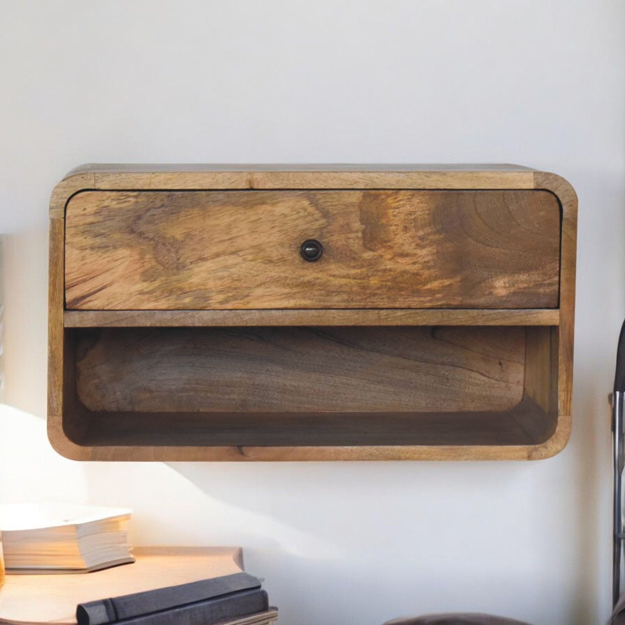 Artisan - Large Floating Curve Open Slot Bedside