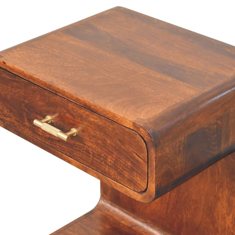 Artisan - Chestnut T-Bar Rounded Bedside