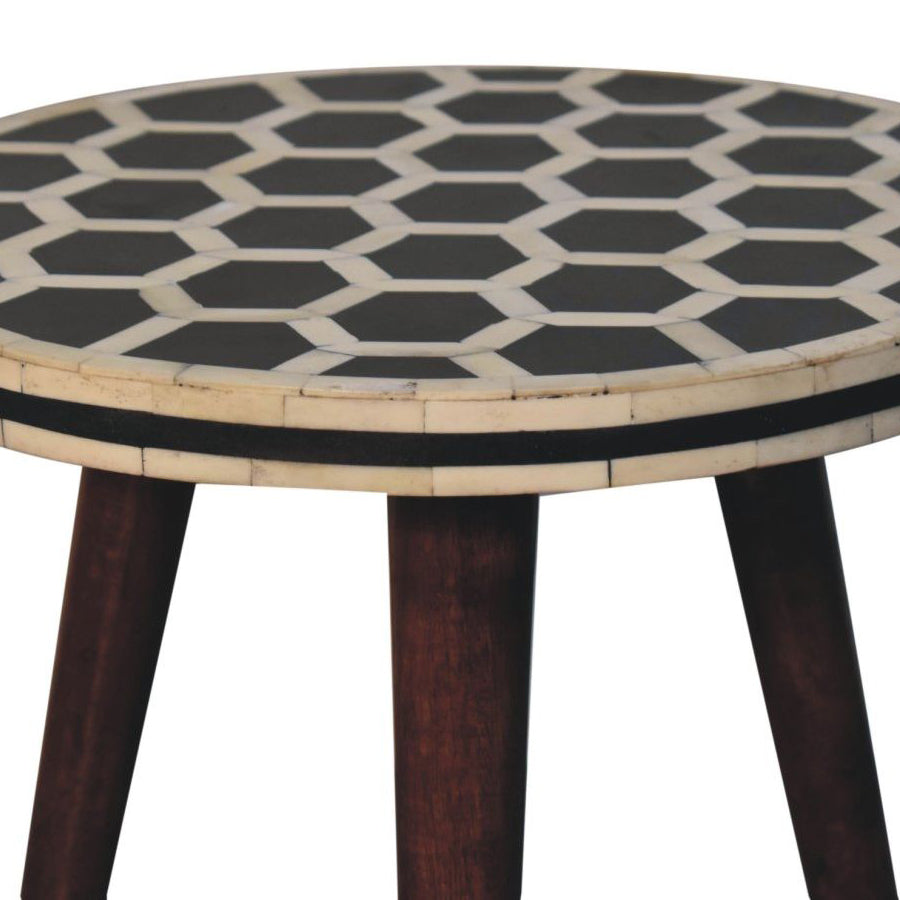 Artisan - Bone Inlay Tripod Stool With Honey Caramel Finish
