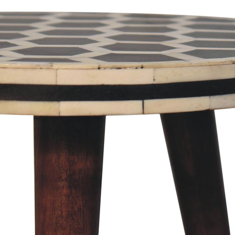 Artisan - Bone Inlay Tripod Stool With Honey Caramel Finish