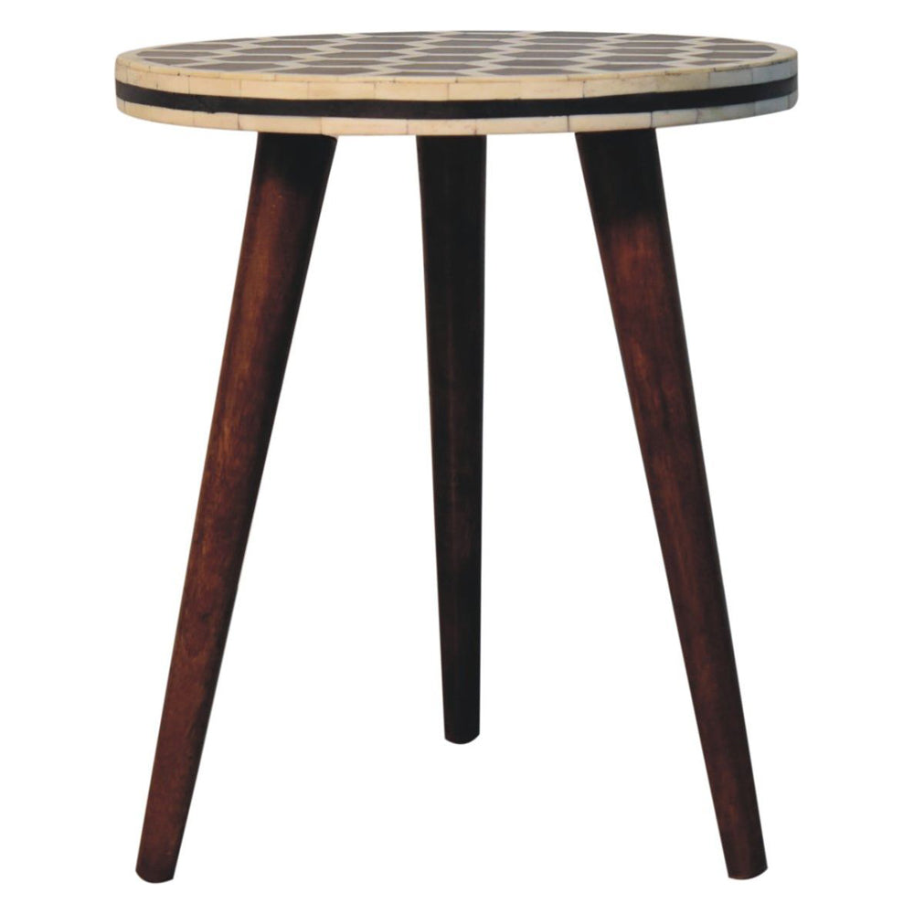Artisan - Bone Inlay Tripod Stool With Honey Caramel Finish