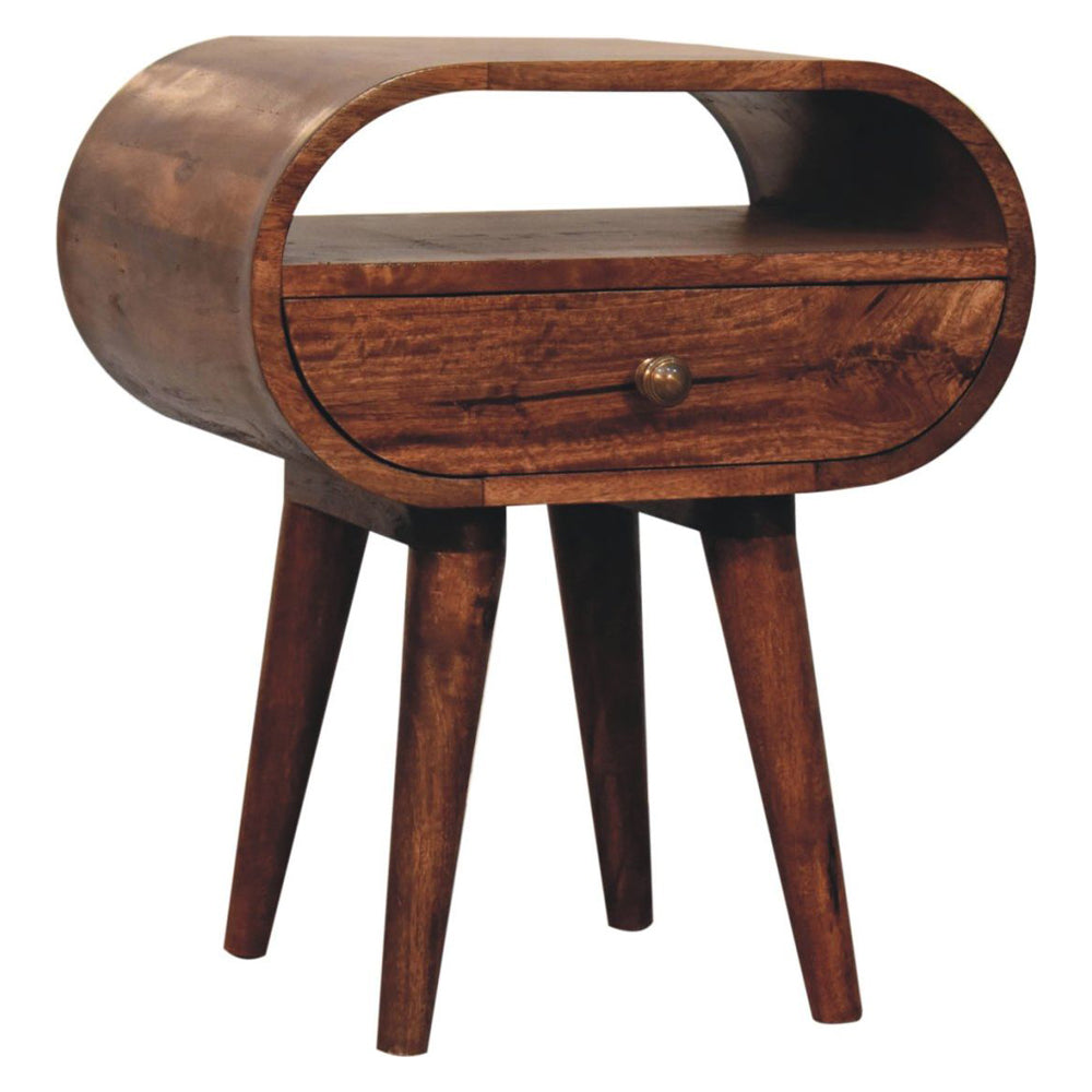 Artisan - Honey Caramel Circular Bedside With Open Slot