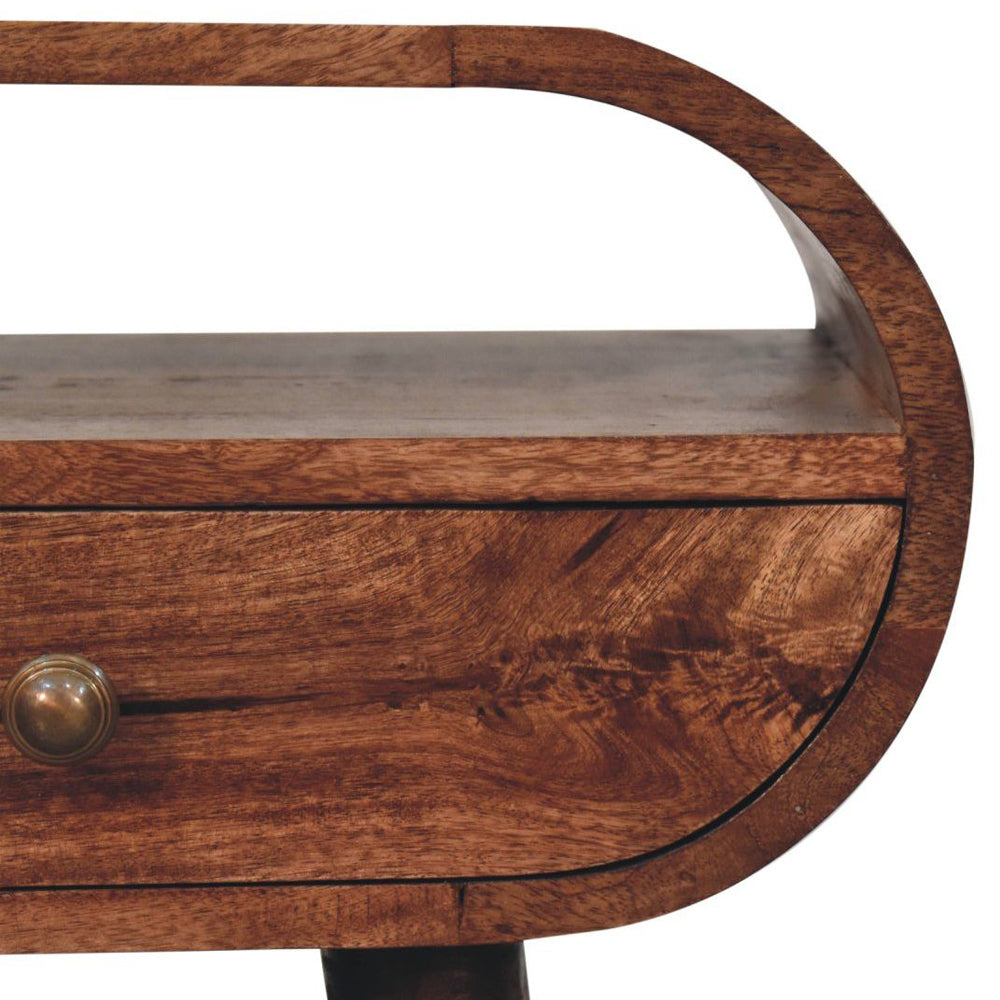 Artisan - Honey Caramel Circular Bedside With Open Slot