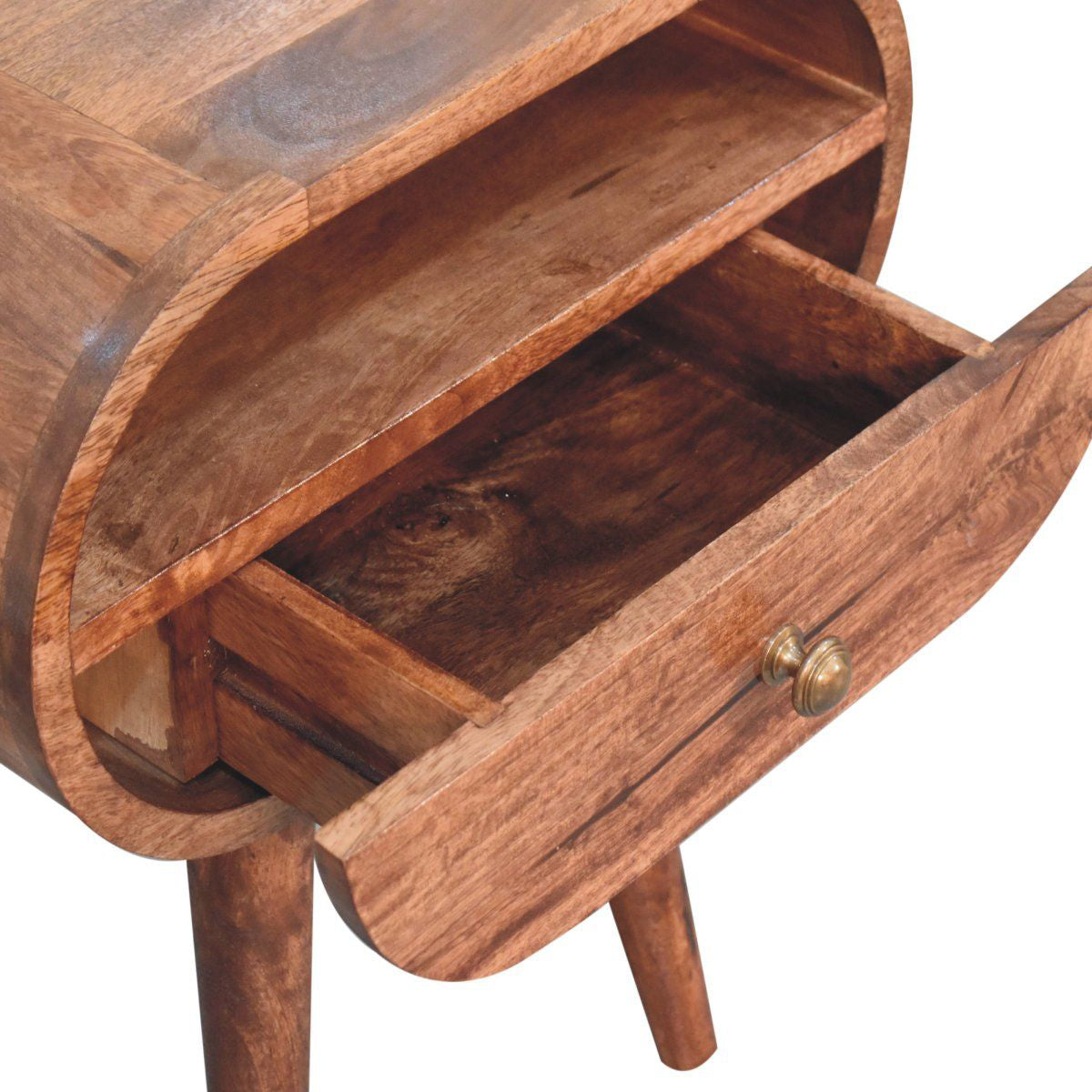 Artisan - Honey Caramel Circular Bedside With Open Slot