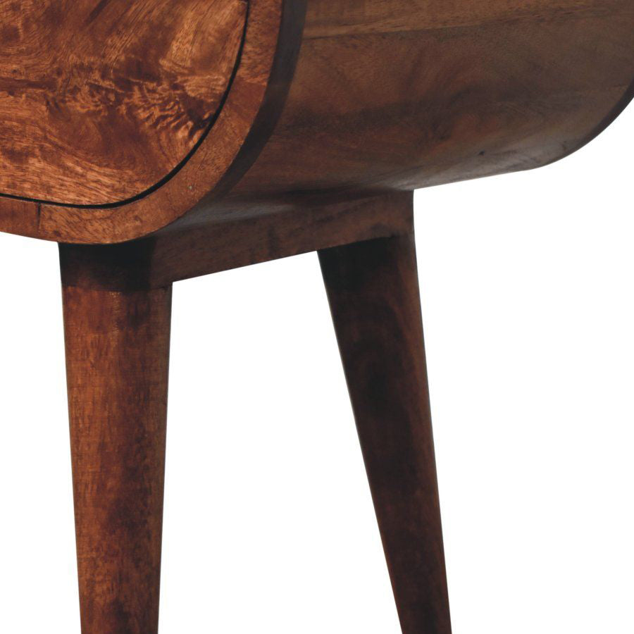 Artisan - Honey Caramel Circular Bedside With Open Slot