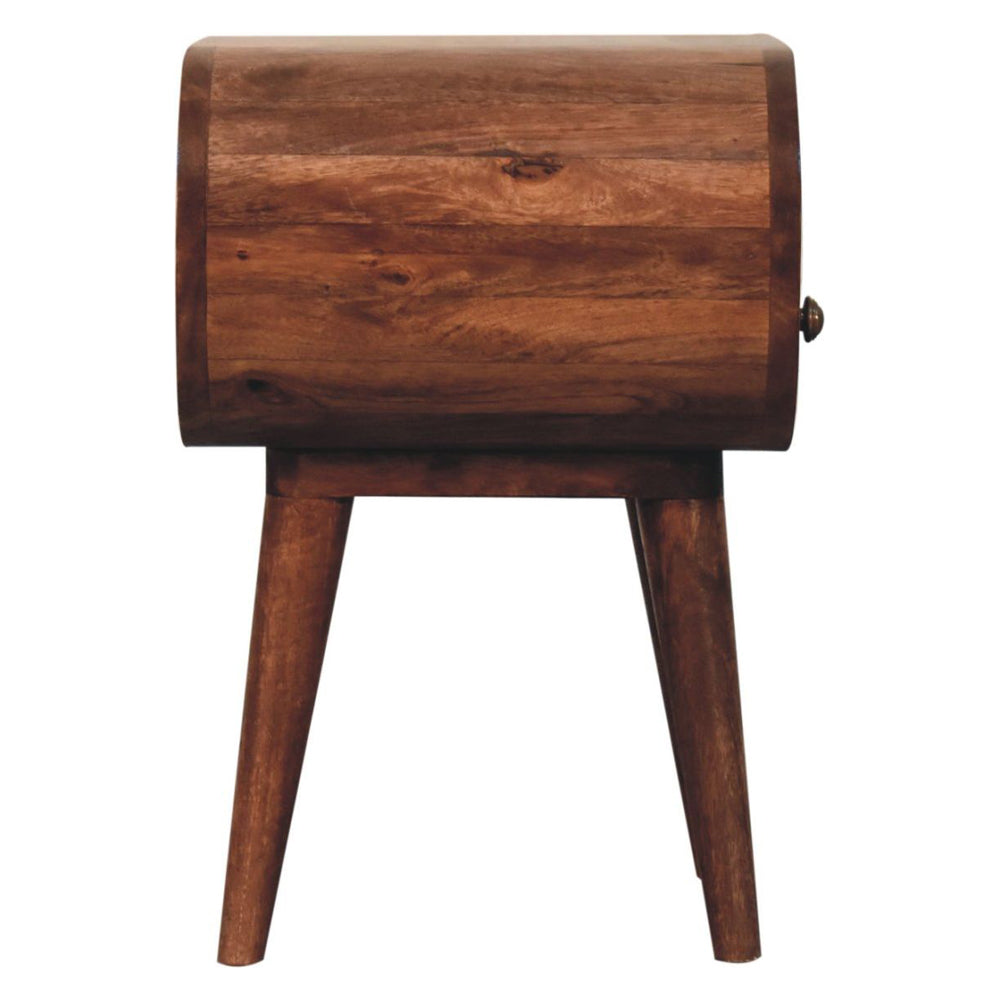 Artisan - Honey Caramel Circular Bedside With Open Slot