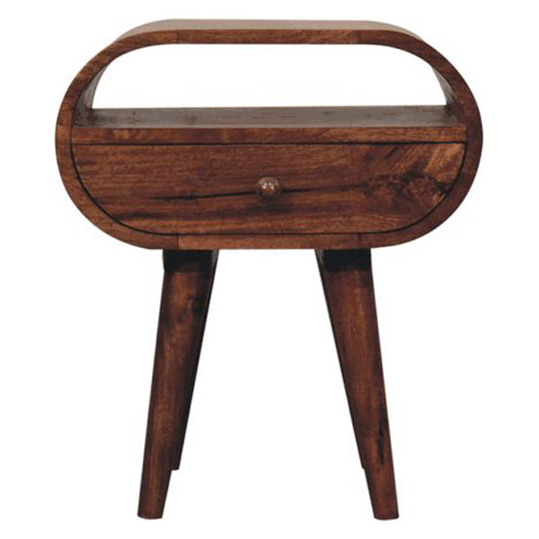Artisan - Honey Caramel Circular Bedside With Open Slot