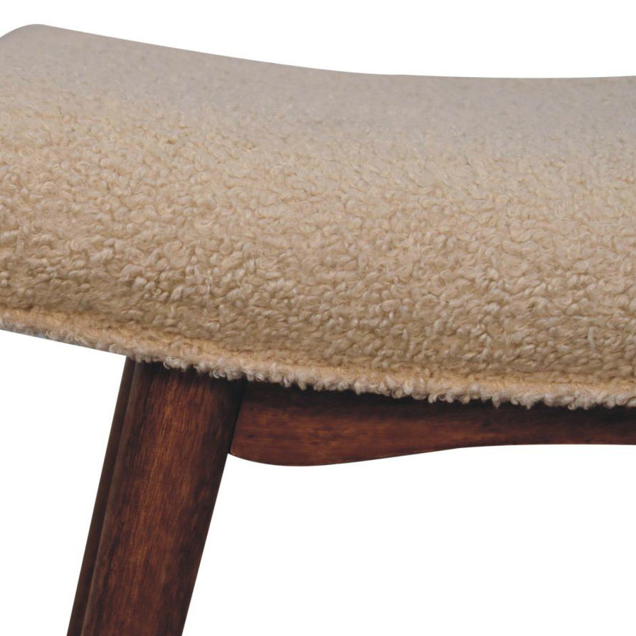Artisan - Honey Caramel Boucle Cream Curved Bench