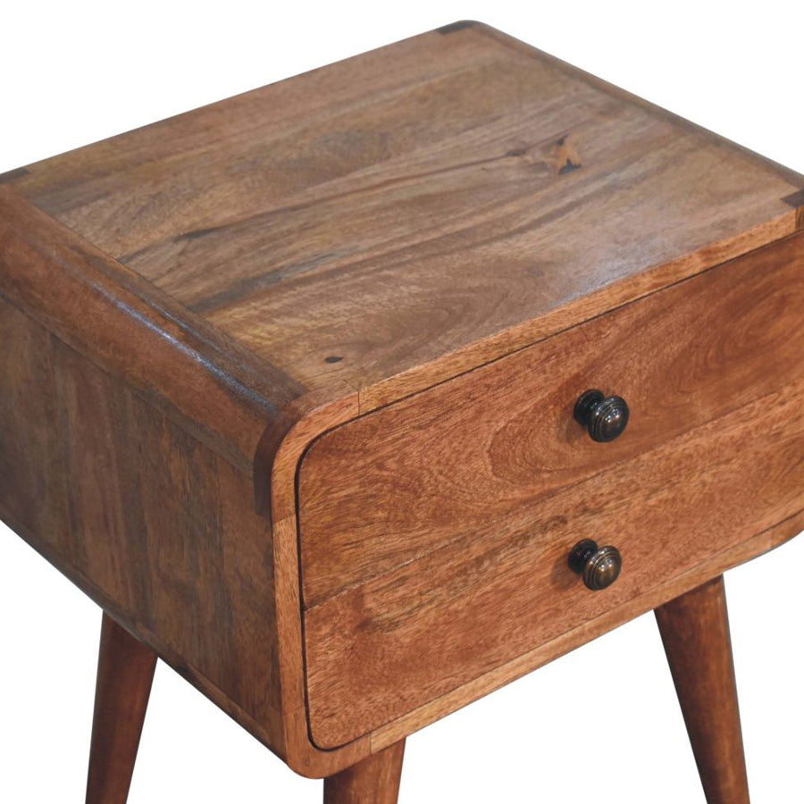 Artisan - Curved Honey Caramel Bedside