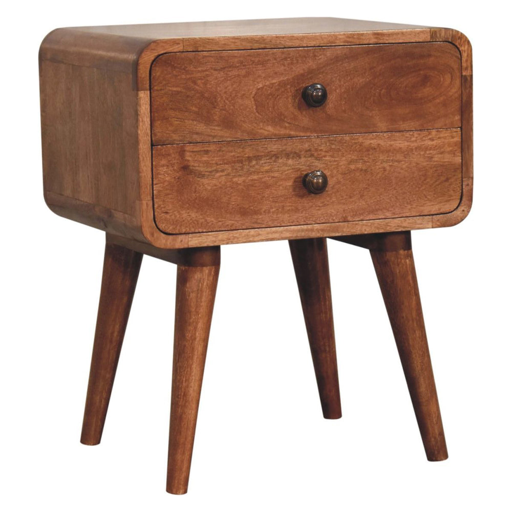 Artisan - Curved Honey Caramel Bedside
