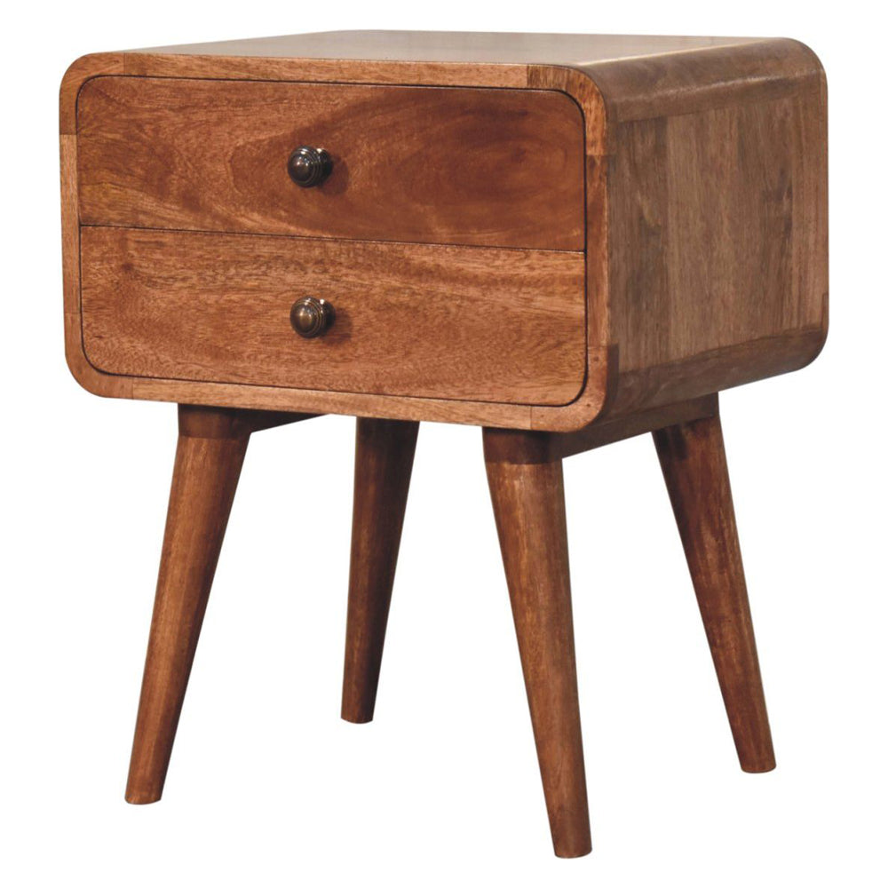 Artisan - Curved Honey Caramel Bedside