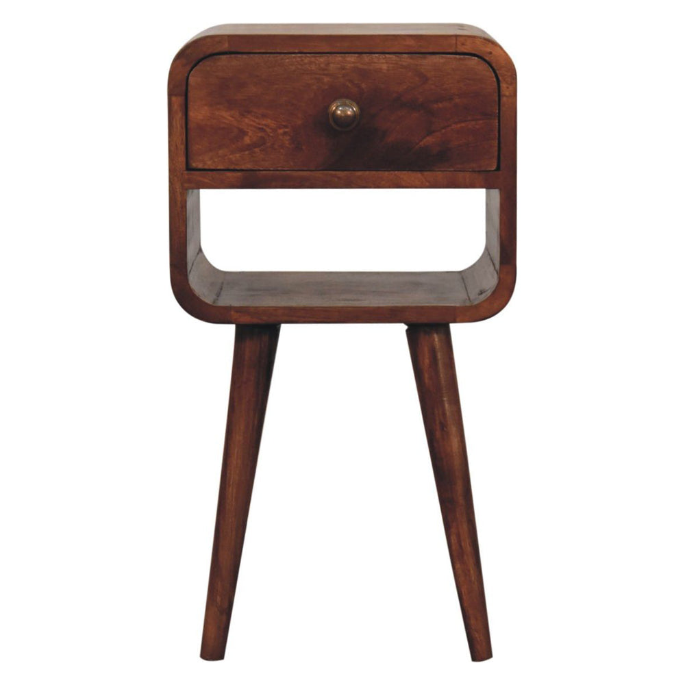 Artisan - Mini Honey Caramel Curved Bedside With Lower Slot