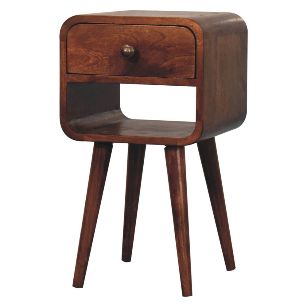 Artisan - Mini Honey Caramel Curved Bedside With Lower Slot
