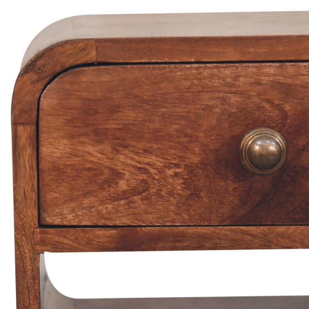 Artisan - Mini Honey Caramel Curved Bedside With Lower Slot