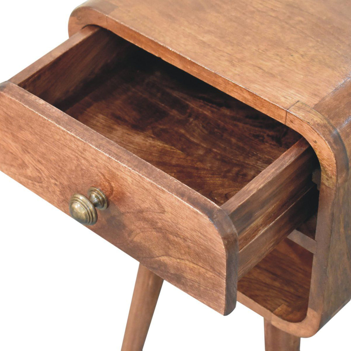 Artisan - Mini Honey Caramel Curved Bedside With Lower Slot