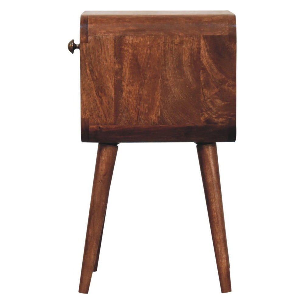 Artisan - Mini Honey Caramel Curved Bedside With Lower Slot