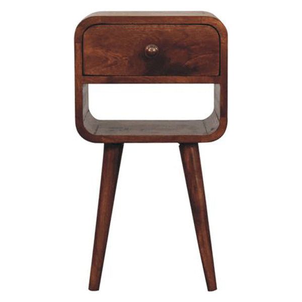 Artisan - Mini Honey Caramel Curved Bedside With Lower Slot