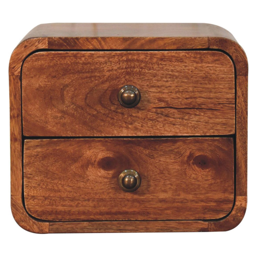 Artisan - Mini Curved Honey Caramel Wall Mounted Bedside