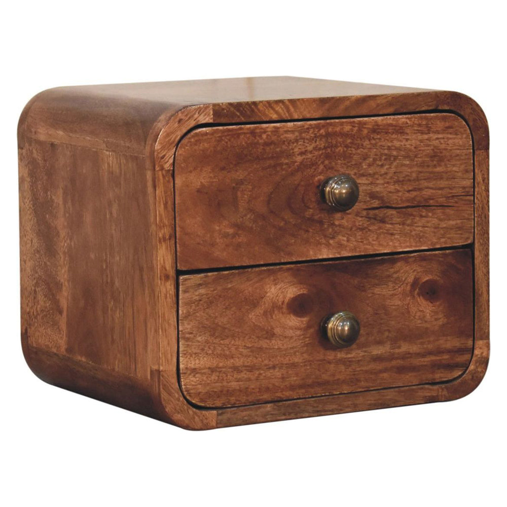 Artisan - Mini Curved Honey Caramel Wall Mounted Bedside