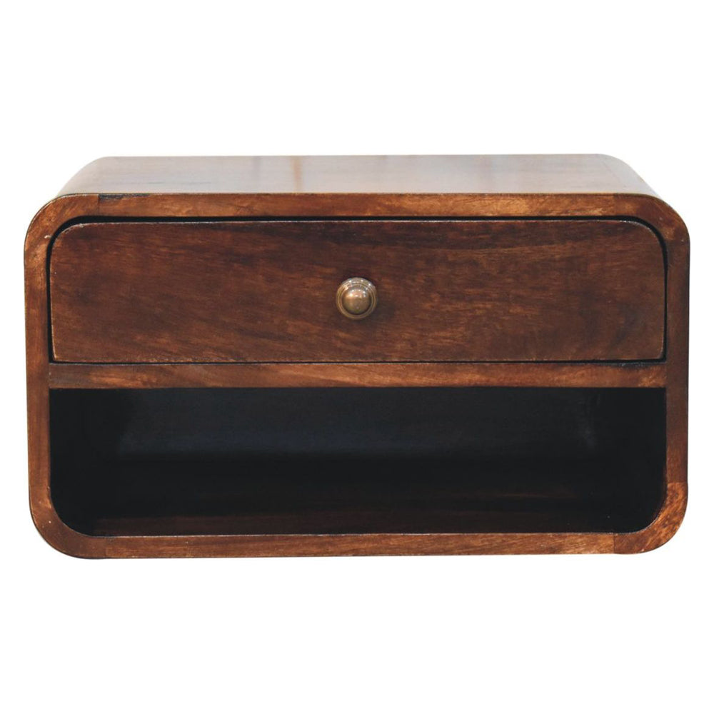 Artisan - Curved California Walnut Wall Mounted Bedside With Open Slot