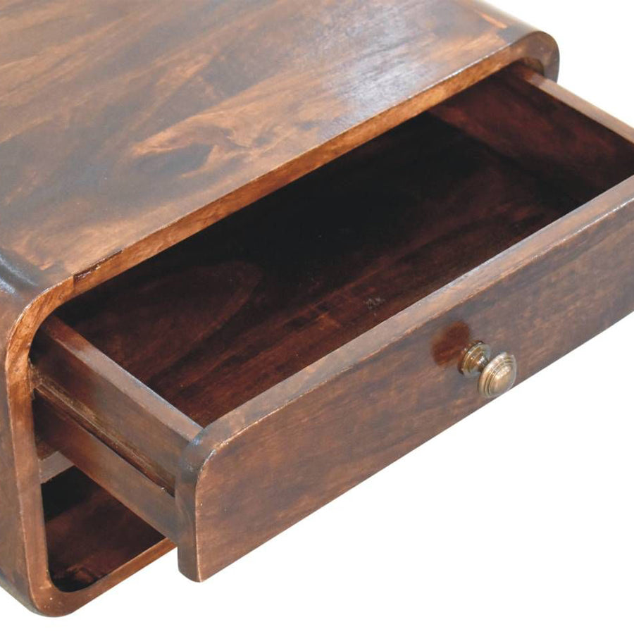 Artisan - Curved California Walnut Wall Mounted Bedside With Open Slot