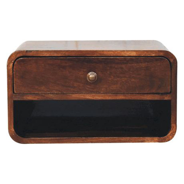 Artisan - Curved California Walnut Wall Mounted Bedside With Open Slot