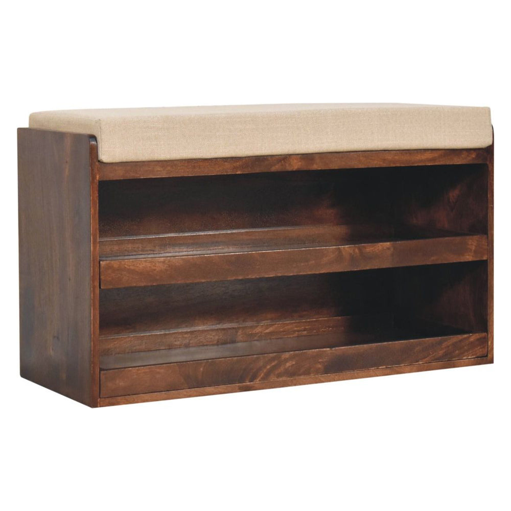 Artisan - California Walnut & Mud Linen Pull Out Shoe Bench