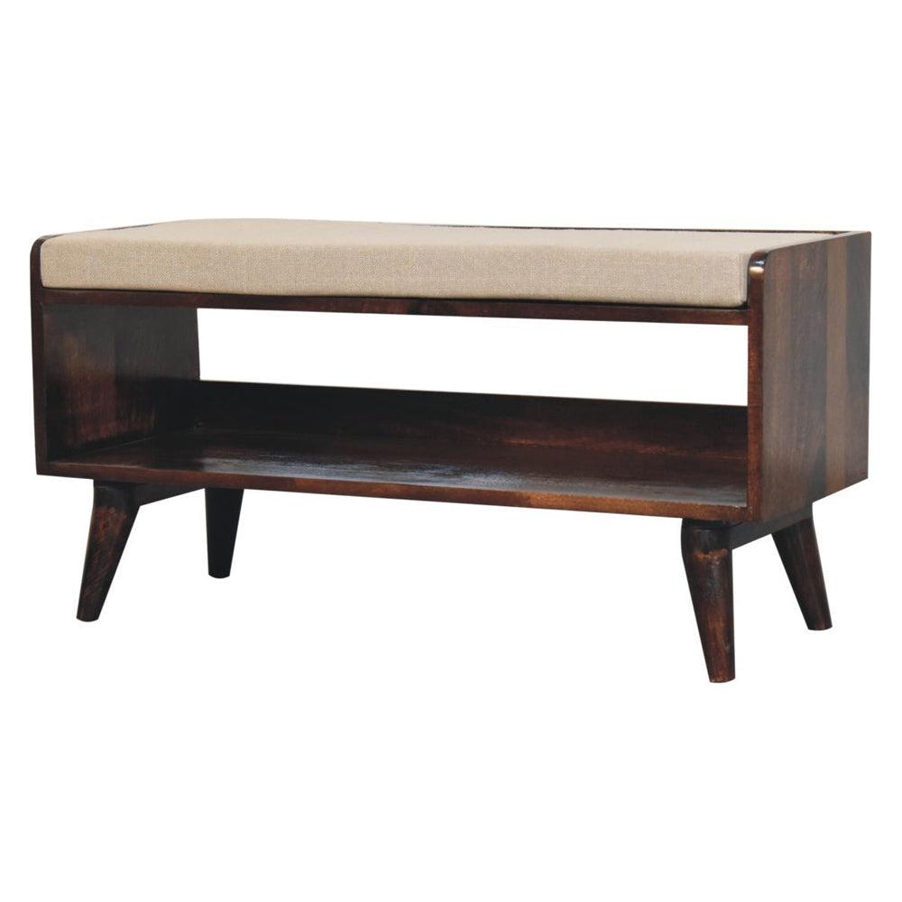 Artisan - California Walnut Bench With Mud Linen Seat Pad