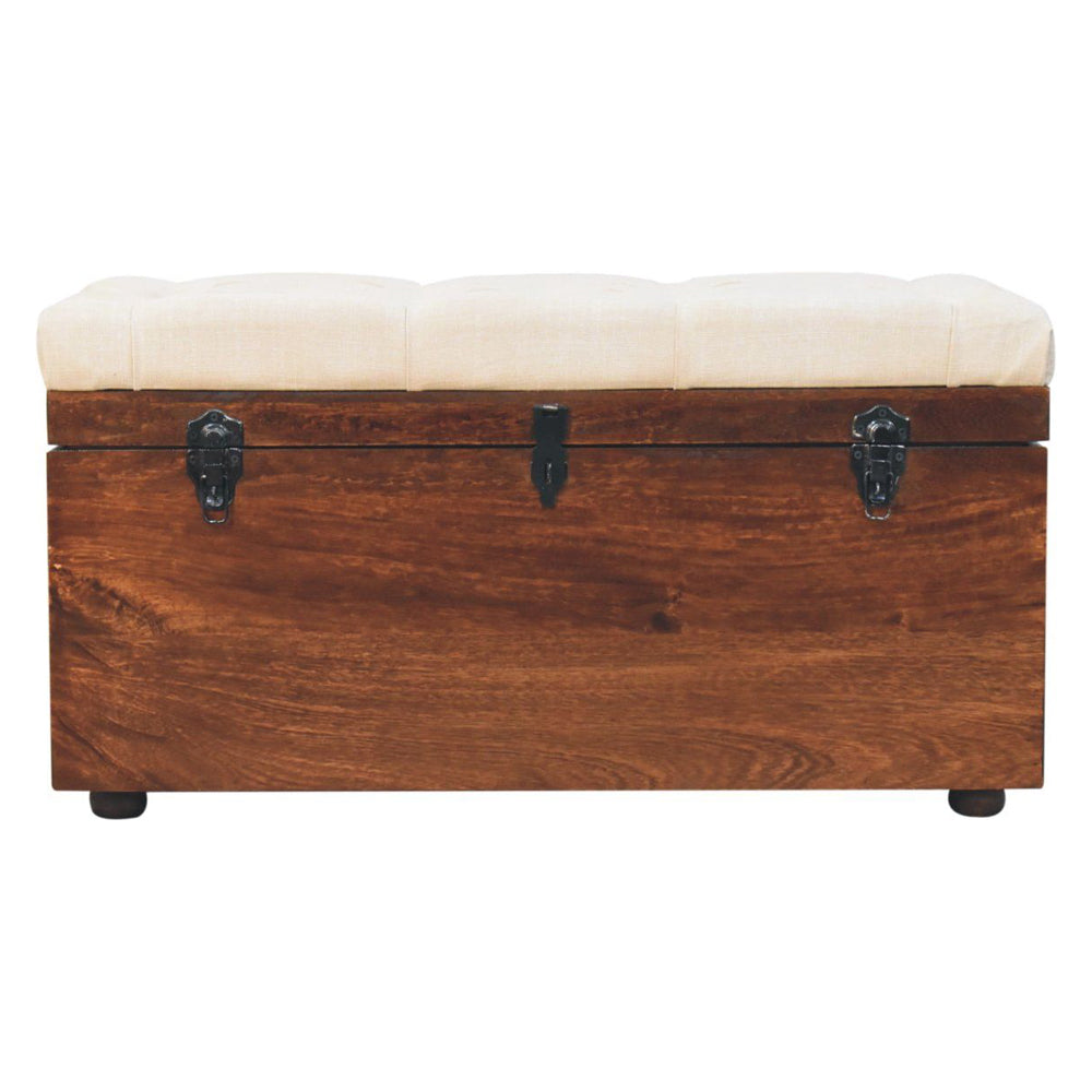 Artisan - California Walnut White Linen Storage Trunk