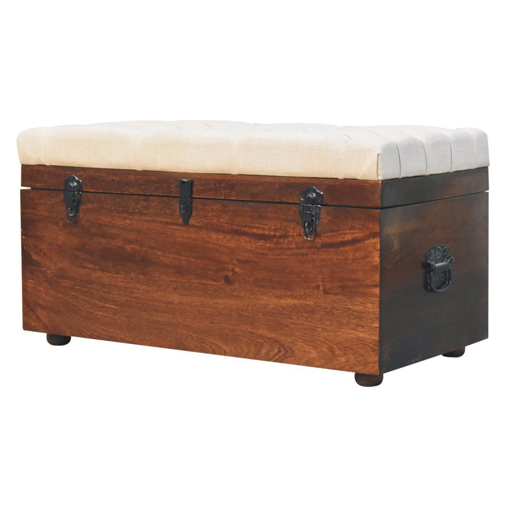 Artisan - California Walnut White Linen Storage Trunk