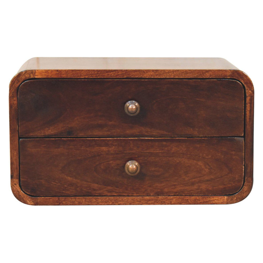 Artisan - Curved California Walnut Wall Mounted Bedside