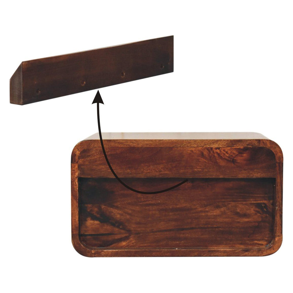 Artisan - Curved California Walnut Wall Mounted Bedside