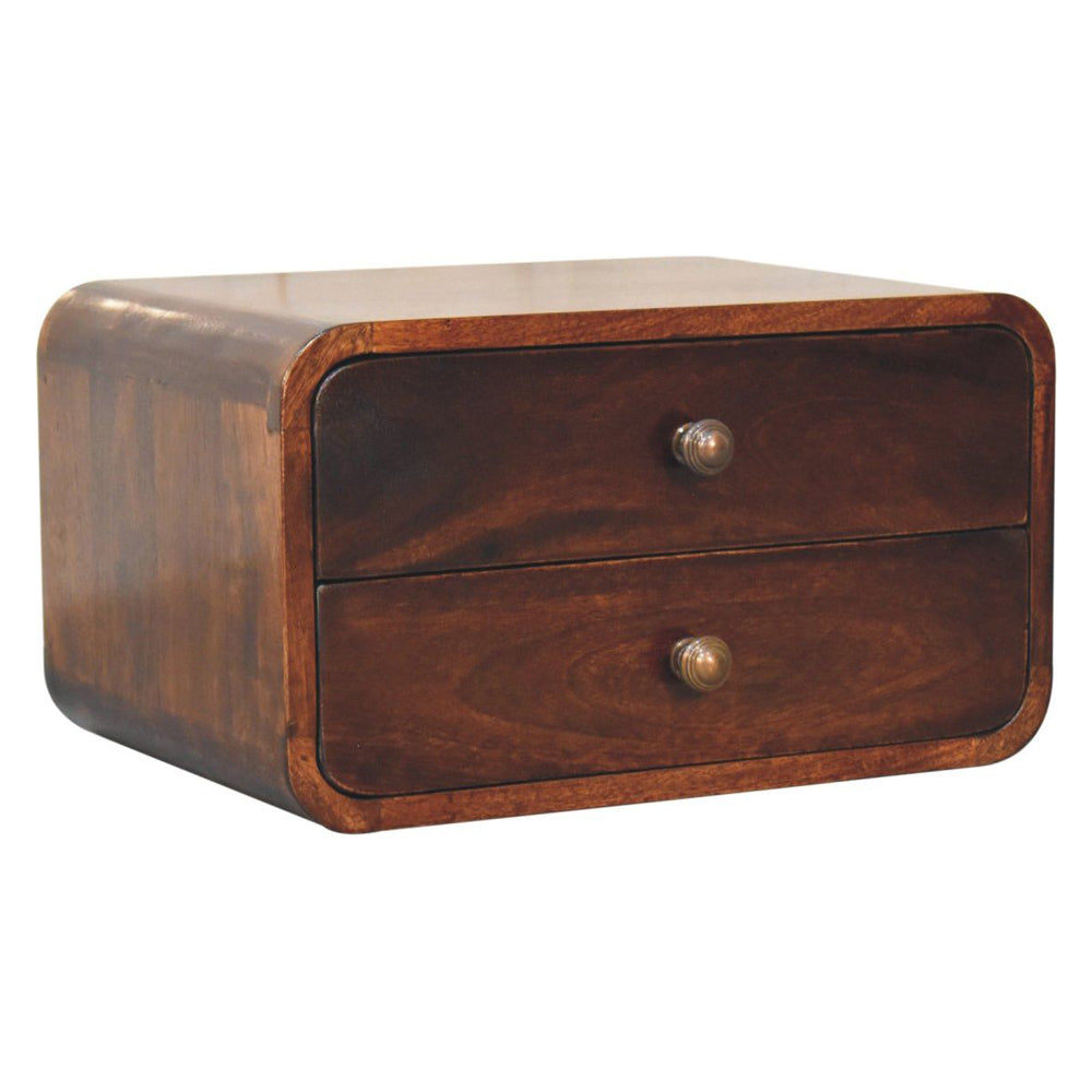Artisan - Curved California Walnut Wall Mounted Bedside