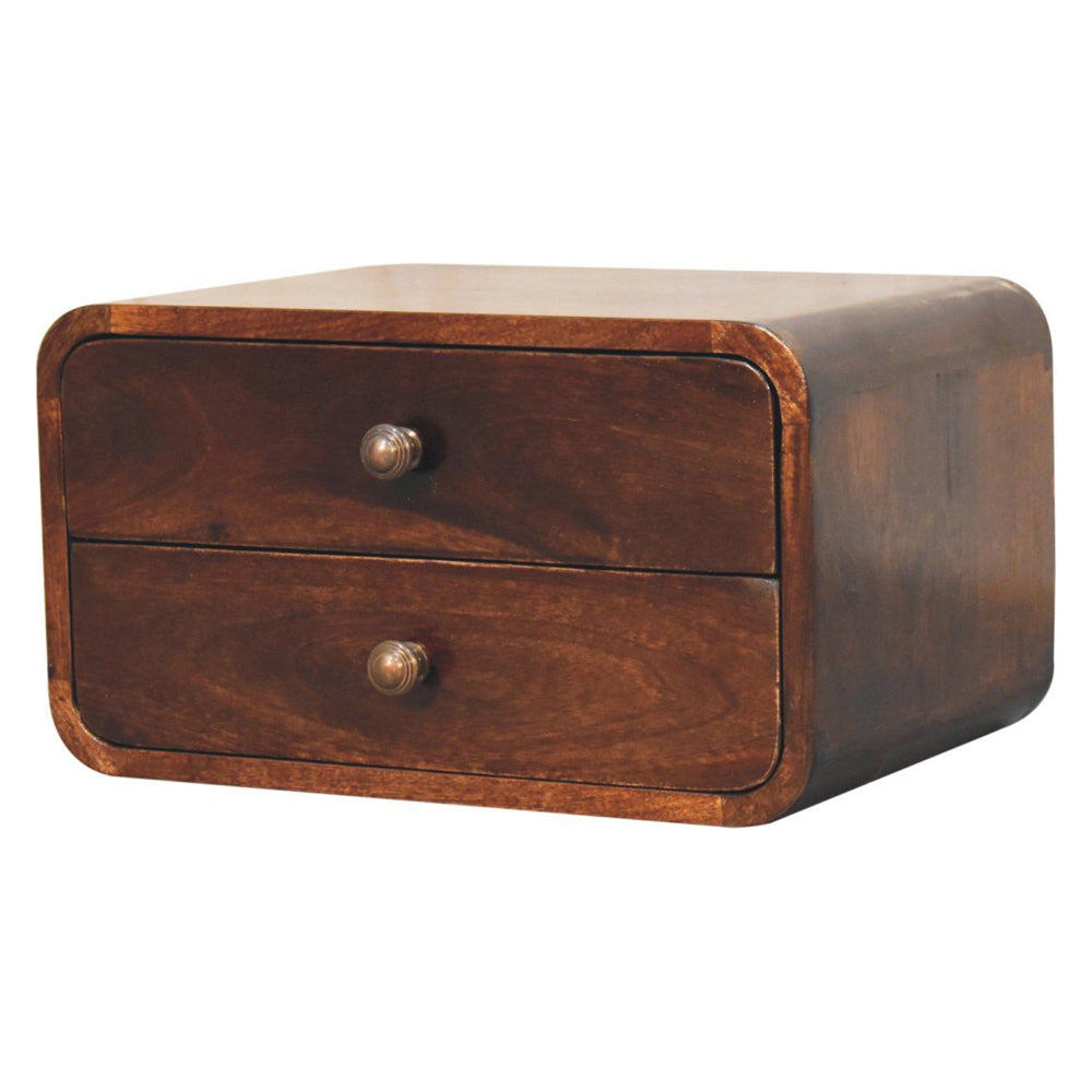Artisan - Curved California Walnut Wall Mounted Bedside