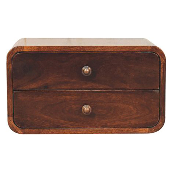 Artisan - Curved California Walnut Wall Mounted Bedside
