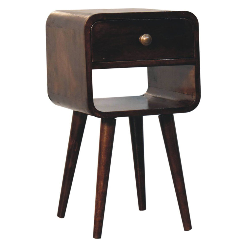Artisan - Mini California Walnut Curved Bedside With Lower Slot