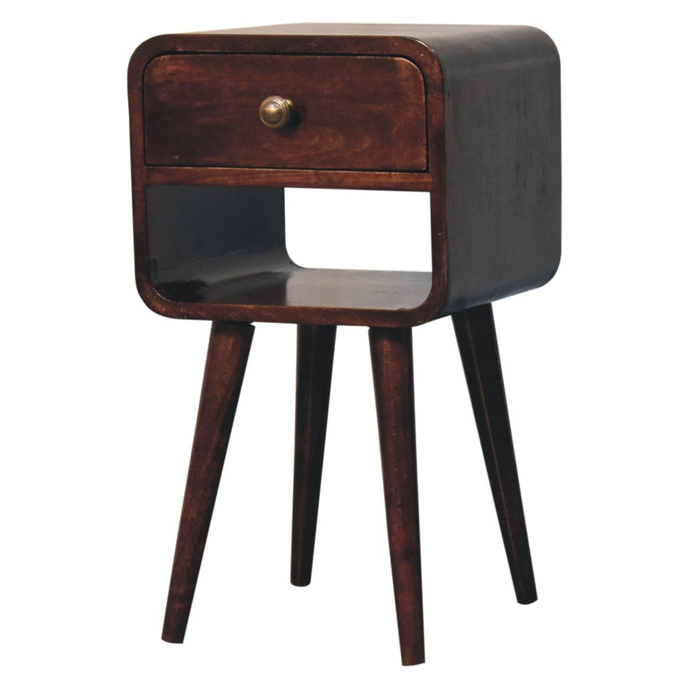 Artisan - Mini California Walnut Curved Bedside With Lower Slot