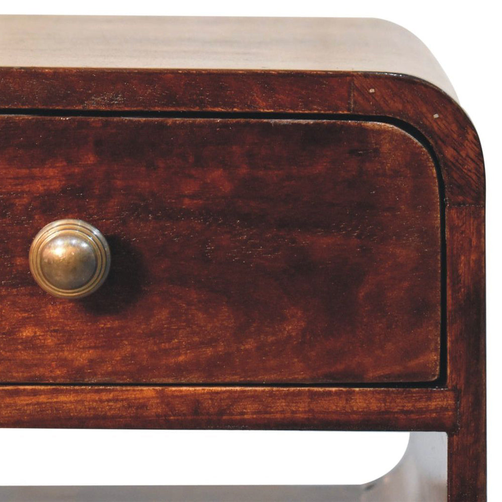 Artisan - Mini California Walnut Curved Bedside With Lower Slot