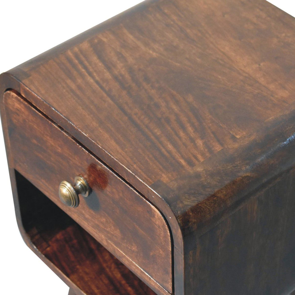 Artisan - Mini California Walnut Curved Bedside With Lower Slot