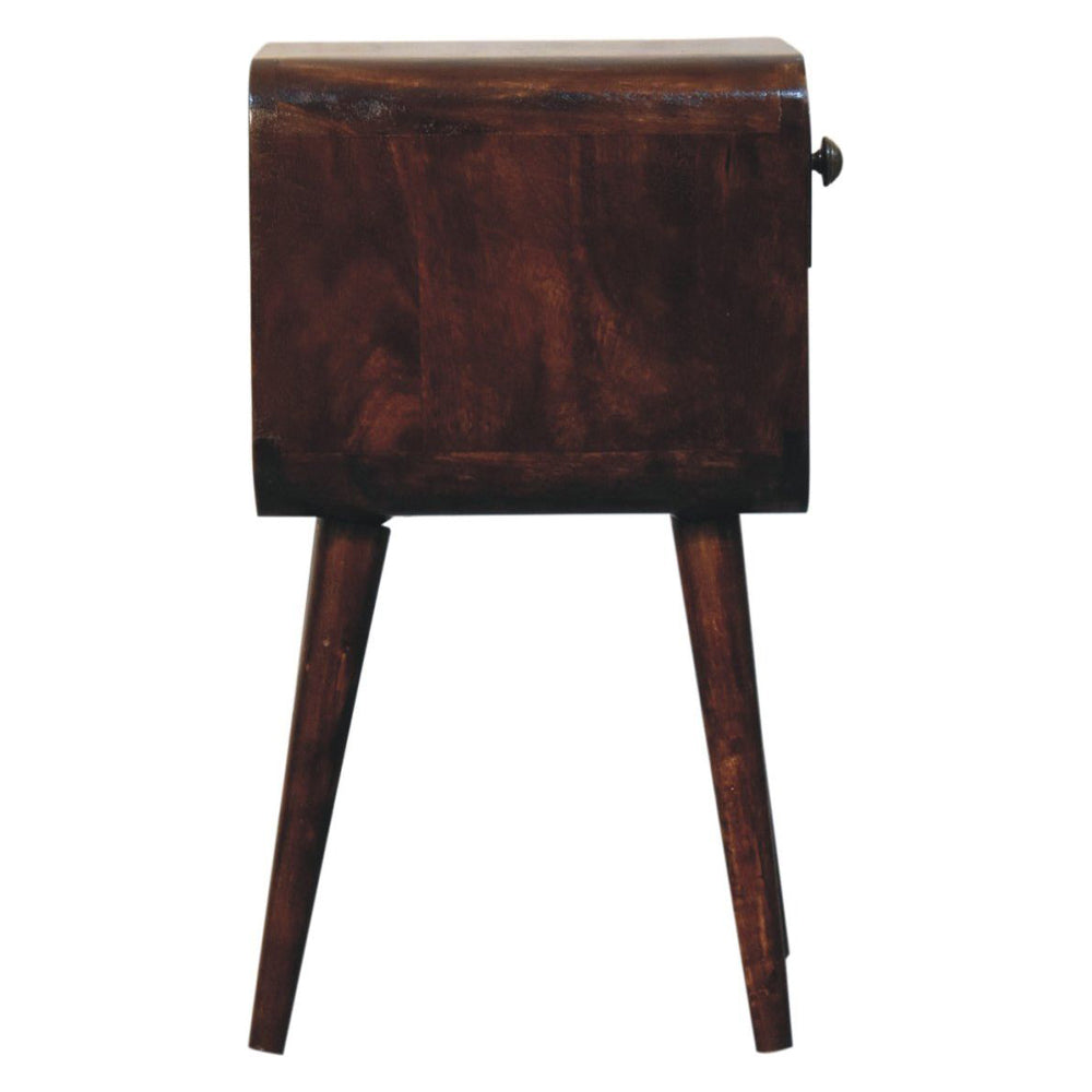 Artisan - Mini California Walnut Curved Bedside With Lower Slot