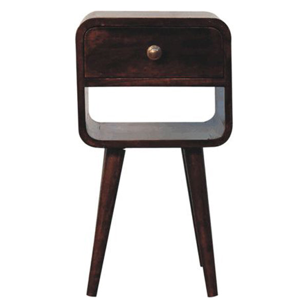 Artisan - Mini California Walnut Curved Bedside With Lower Slot