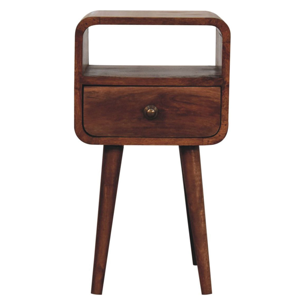 Artisan - Mini Honey Caramel Curved Bedside With Open Slot