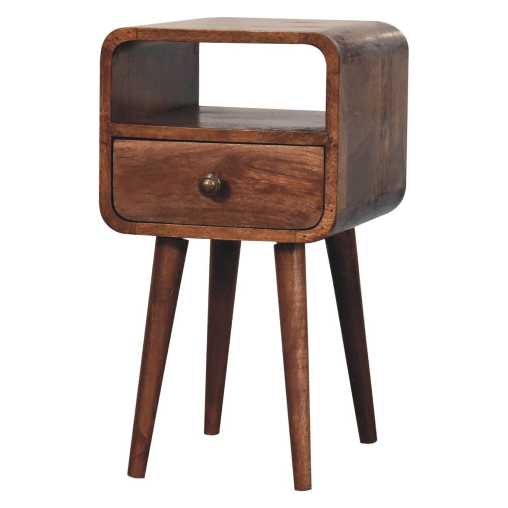 Artisan - Mini Honey Caramel Curved Bedside With Open Slot