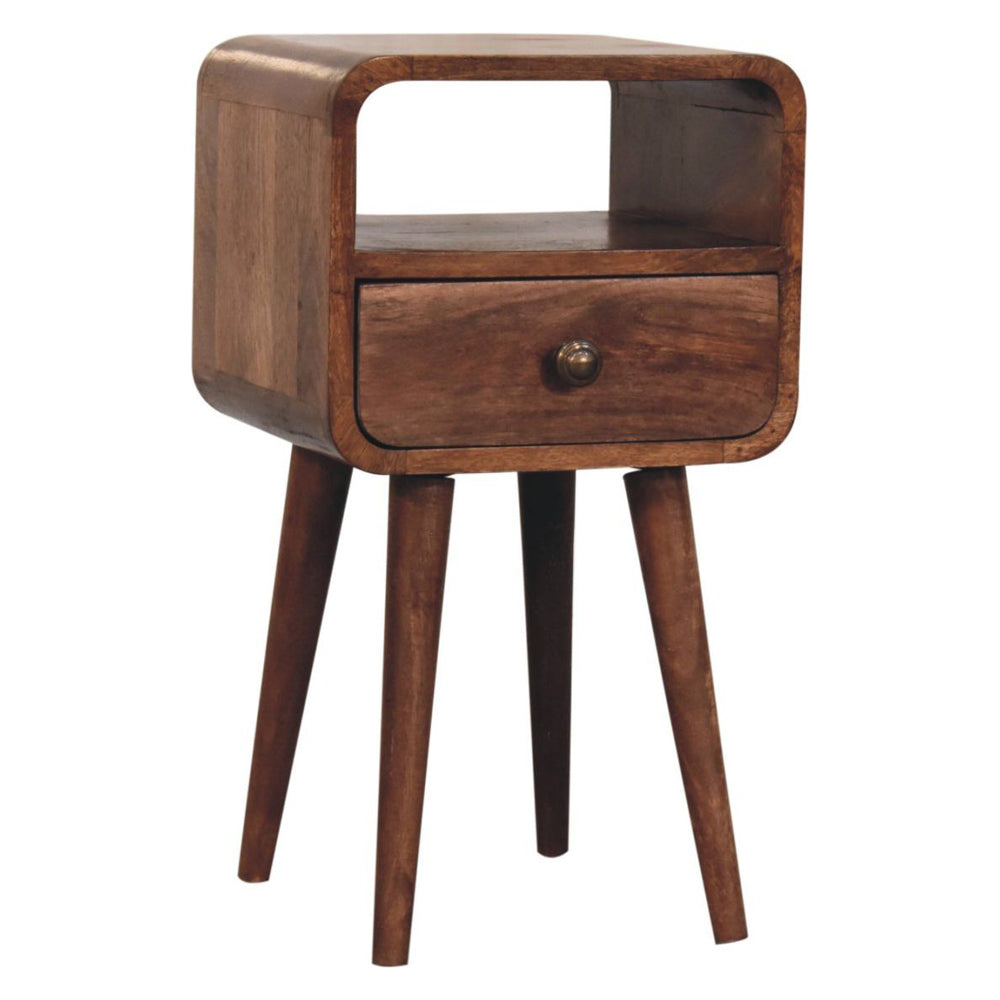 Artisan - Mini Honey Caramel Curved Bedside With Open Slot