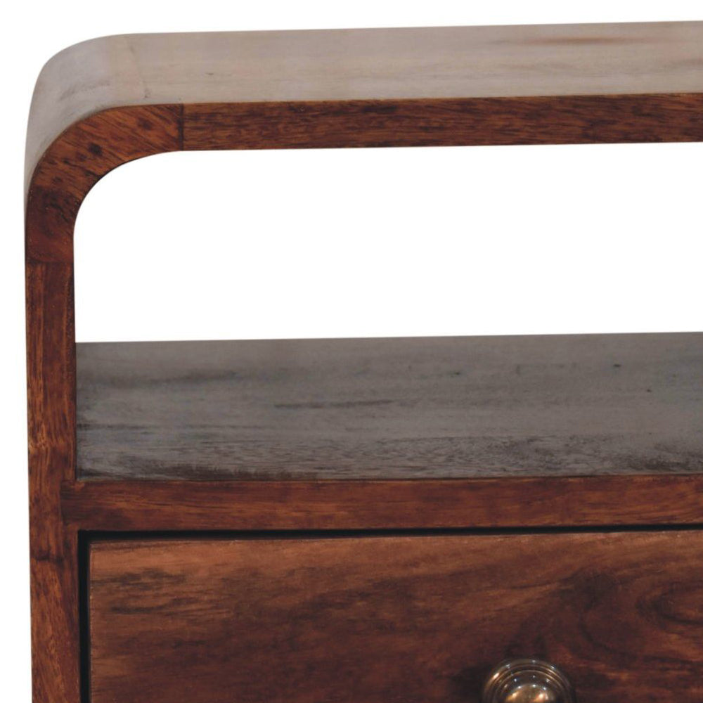 Artisan - Mini Honey Caramel Curved Bedside With Open Slot
