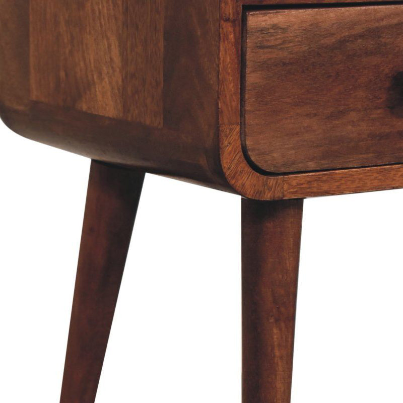 Artisan - Mini Honey Caramel Curved Bedside With Open Slot