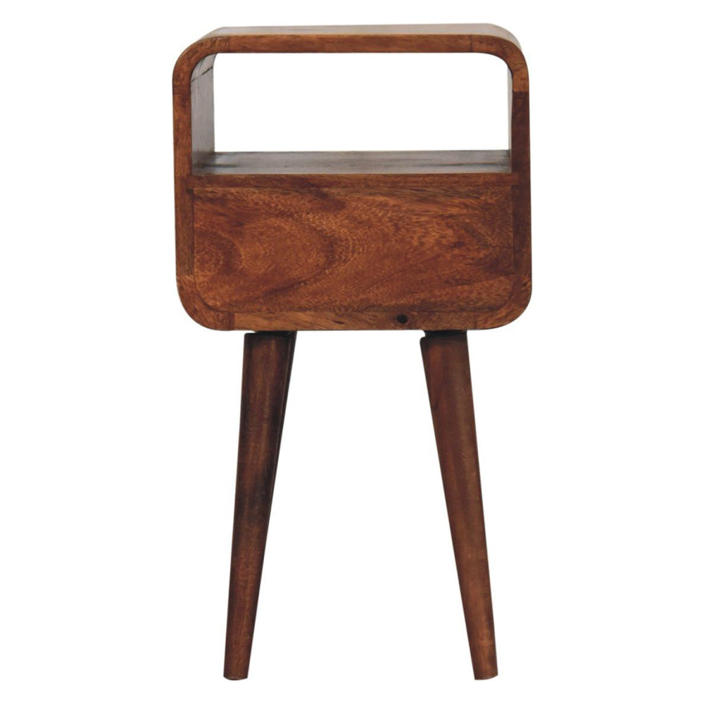 Artisan - Mini Honey Caramel Curved Bedside With Open Slot