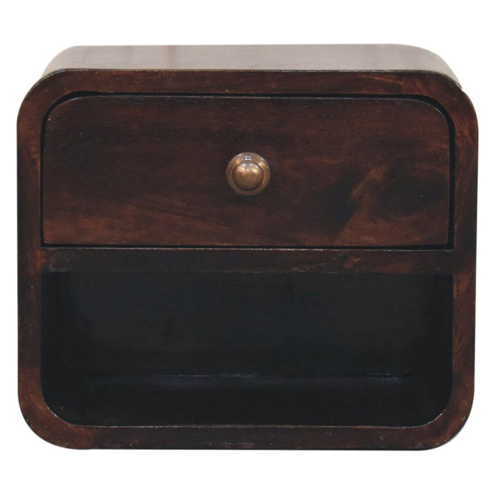 Artisan - Mini Curved California Walnut Wall Mounted Bedside With Open Slot